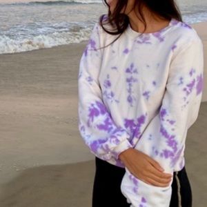 Lavender cloud tie dye balloon sleeve sweatshirt